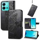 For vivo V25 Butterfly Love Flower Embossed Leather Phone Case(Black) - 1