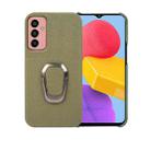 For Samsung Galaxy M13 4G Ring Holder Litchi Texture Genuine Leather Phone Case(Green) - 1