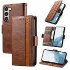 For Samsung Galaxy S23 Ultra 5G CaseNeo Splicing Dual Magnetic Buckle Leather Phone Case(Brown) - 1