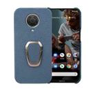 For Nokia G20 Ring Holder Litchi Texture Genuine Leather Phone Case(Blue) - 1