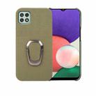 For Samsung Galaxy A22 5G/F42 5G Ring Holder Litchi Texture Genuine Leather Phone Case(Green) - 1