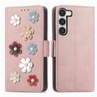 For Samsung Galaxy S23+ 5G Stereoscopic Flowers Leather Phone Case(Rose Gold) - 1