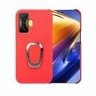 For Xiaomi Poco F4 GT Ring Holder Litchi Texture Genuine Leather Phone Case(Red) - 1