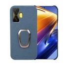 For Xiaomi Poco F4 GT Ring Holder Litchi Texture Genuine Leather Phone Case(Blue) - 1