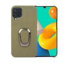 For Samsung Galaxy M32 Ring Holder Litchi Texture Genuine Leather Phone Case(Green) - 1