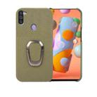 For Samsung Galaxy A11 US Version Ring Holder Litchi Texture Genuine Leather Phone Case(Green) - 1