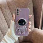 For Samsung Galaxy S22+ 5G Plating Astronaut Holder Phone Case(Purple) - 1