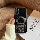 For Samsung Galaxy A13 4G Plating Astronaut Holder Phone Case(Black) - 1