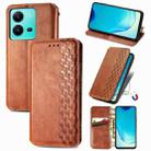 For vivo V25 Cubic Grid Pressed Magnetic Leather Phone Case(Brown) - 1