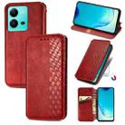 For vivo V25 Cubic Grid Pressed Magnetic Leather Phone Case(Red) - 1