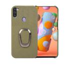 For Samsung Galaxy A11 EU Version Ring Holder Litchi Texture Genuine Leather Phone Case(Green) - 1