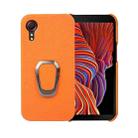 For Samsung Galaxy Xcover 5 / Xcover 5s Ring Holder Litchi Texture Genuine Leather Phone Case(Yellow) - 1