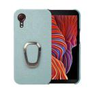 For Samsung Galaxy Xcover 5 / Xcover 5s Ring Holder Litchi Texture Genuine Leather Phone Case(Cyan) - 1