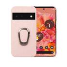 For Google Pixel 6 Ring Holder Litchi Texture Genuine Leather Phone Case(Pink) - 1