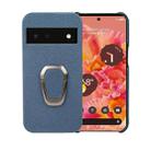 For Google Pixel 6 Ring Holder Litchi Texture Genuine Leather Phone Case(Blue) - 1