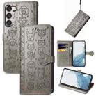 For Samsung Galaxy S23 5G Cute Cat and Dog Embossed Leather Phone Case(Gray) - 1