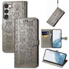 For Samsung Galaxy S23+ 5G Cute Cat and Dog Embossed Leather Phone Case(Gray) - 1