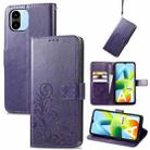 For Xiaomi Redmi A1 Four-leaf Clasp Embossed Buckle Leather Phone Case(Purple) - 1