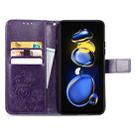 For Xiaomi Redmi Note 11T Four-leaf Clasp Embossed Buckle Leather Phone Case(Purple) - 3