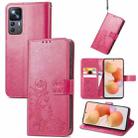 For Xiaomi 12T / Redmi K50 Ultra Four-leaf Clasp Embossed Buckle Leather Phone Case(Rose) - 1