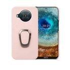 For Nokia X10 Ring Holder Litchi Texture Genuine Leather Phone Case(Pink) - 1