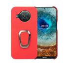 For Nokia X10 Ring Holder Litchi Texture Genuine Leather Phone Case(Red) - 1