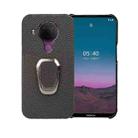 For Nokia 5.4 Ring Holder Litchi Texture Genuine Leather Phone Case(Black) - 1
