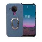 For Nokia 5.4 Ring Holder Litchi Texture Genuine Leather Phone Case(Blue) - 1