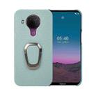 For Nokia 5.4 Ring Holder Litchi Texture Genuine Leather Phone Case(Cyan) - 1