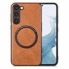 For Samsung Galaxy S23+ 5G Solid Color Leather Back Cover Magsafe Phone Case(Brown) - 1