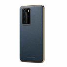 Suteni Litchi Leather Electroplated Soft Edge Phone Case For Huawei P40(Blue) - 1