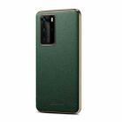Suteni Litchi Leather Electroplated Soft Edge Phone Case For Huawei P40(Green) - 1