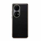 Suteni Litchi Leather Electroplated Soft Edge Phone Case For Huawei P50(Black) - 1