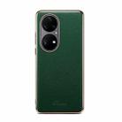 Suteni Litchi Leather Electroplated Soft Edge Phone Case For Huawei P50(Green) - 1