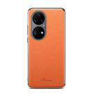 Suteni Litchi Leather Electroplated Soft Edge Phone Case For Huawei P50 Pro(Orange) - 1