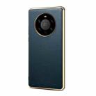 Suteni Litchi Leather Electroplated Soft Edge Phone Case For Huawei Mate 40(Blue) - 1