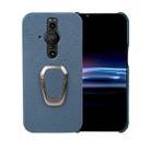 For Sony Xperia Pro-l Ring Holder Litchi Texture Genuine Leather Phone Case(Blue) - 1