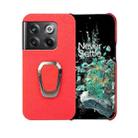 For OnePlus Ace Pro Ring Holder Litchi Texture Genuine Leather Phone Case(Red) - 1