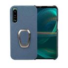For Sony Xperia 5 III Ring Holder Litchi Texture Genuine Leather Phone Case(Blue) - 1