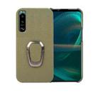 For Sony Xperia 5 III Ring Holder Litchi Texture Genuine Leather Phone Case(Green) - 1