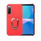 For Sony Xperia 10 lll Ring Holder Litchi Texture Genuine Leather Phone Case(Red) - 1