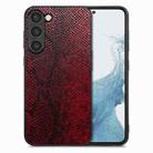 For Samsung Galaxy S23 5G Snakeskin Leather Back Cover Phone Case(Red) - 1