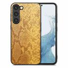 For Samsung Galaxy S23 5G Snakeskin Leather Back Cover Phone Case(Yellow) - 1