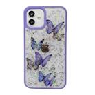 For iPhone 14 Plus Color Butterfly Glitter Epoxy TPU Phone Case(Purple) - 1