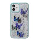 For iPhone 14 Color Butterfly Glitter Epoxy TPU Phone Case(Green) - 1