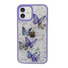 For iPhone 14 Color Butterfly Glitter Epoxy TPU Phone Case(Purple) - 1
