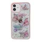 For iPhone 13 Pro Color Butterfly Glitter Epoxy TPU Phone Case(Pink) - 1