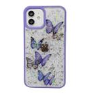 For iPhone 13 Pro Color Butterfly Glitter Epoxy TPU Phone Case(Purple) - 1