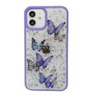 For iPhone 12 Mini Color Butterfly Glitter Epoxy TPU Phone Case(Purple) - 1