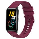 For Honor Watch ES 20mm Wavy Dot Pattern Solid Color Silicone Watch Band(Wine Red) - 1